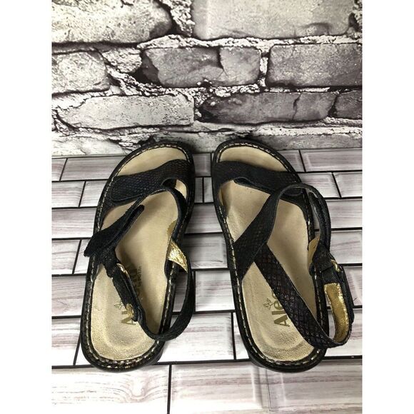 Alegria VER-582 Black Multicolor Shimmer Strap Wedge Sandals Women Sz 37EU/6.5US - Picture 9 of 16